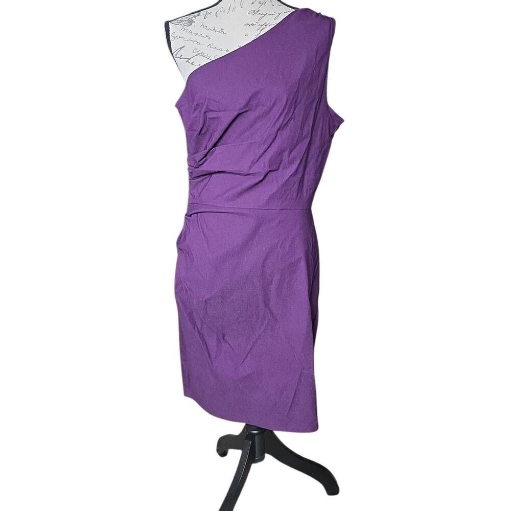 Stop Staring! Estrada Women's Size 16 Purple One Shoulder Side Ruched Midi Dress
